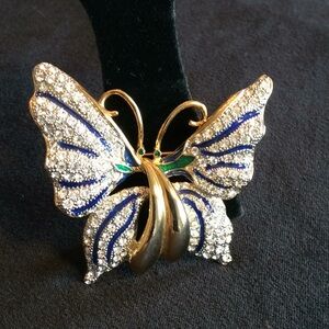 Clear Austrian Crystal Butterfly Brooch